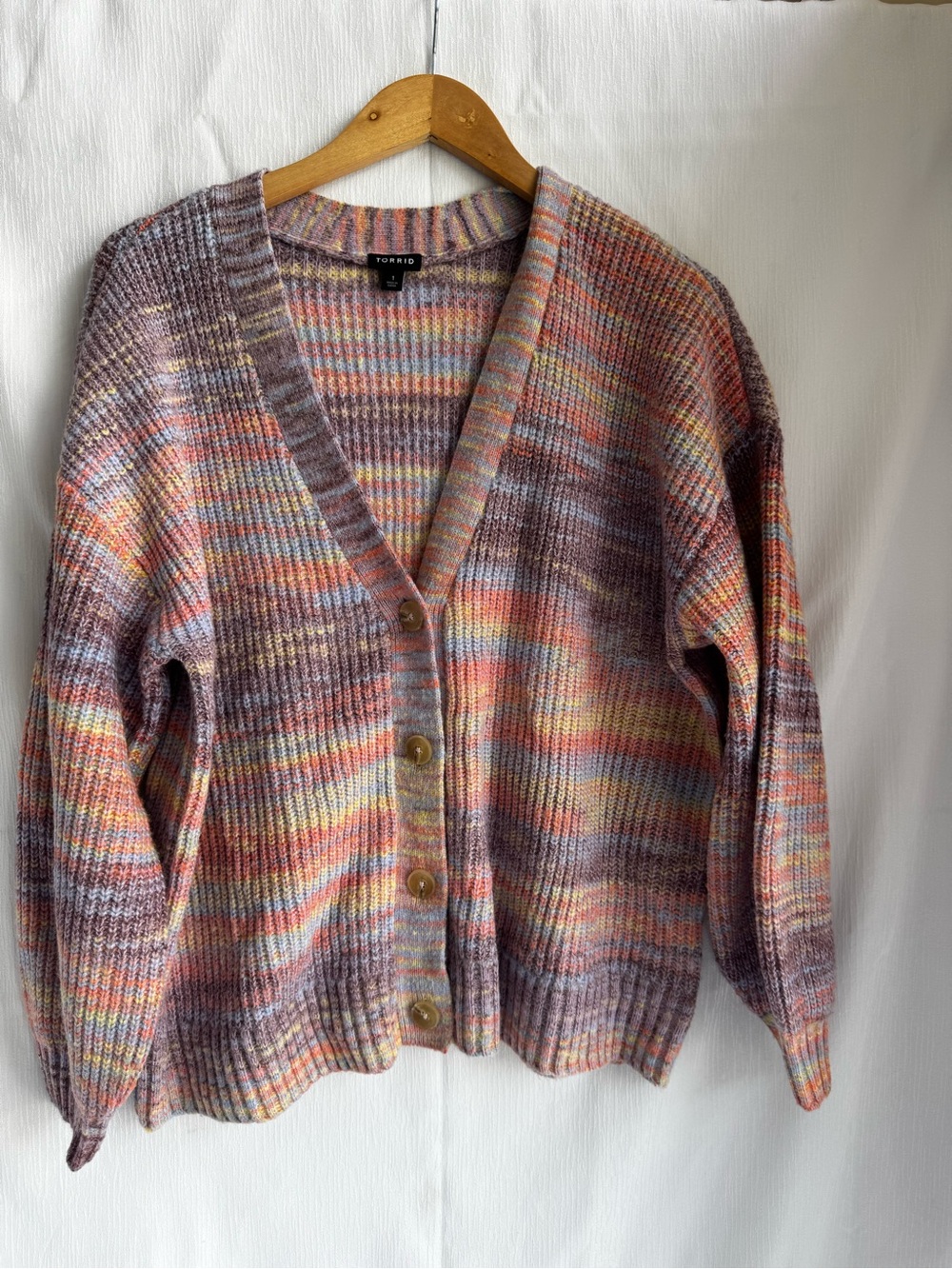 Torrid Multi-Color Space Dye V-Neck Button Down Cardigan Sweater Size 1 / Large